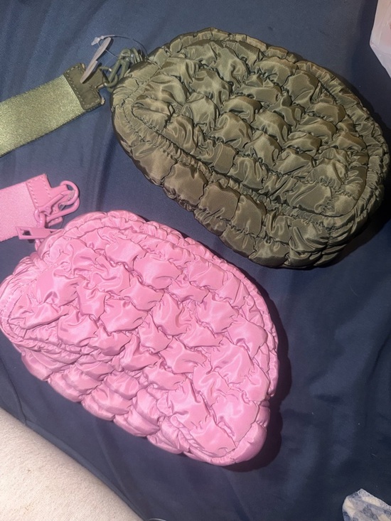 The Unbranded Brand Handbags - Ruffled Quilted Wristlet Clutch in Pink and Olive